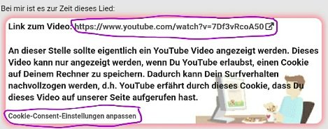 Anfrage Cookie Erlaubnis für YouTube Videos